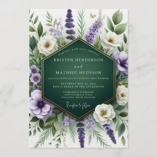 Emerald Green Organic Meadow Wedding Kaart (Voorkant)