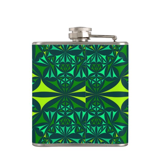 Emerald Green Ornate Kaleidoscope Monogram Heupfles (Achterkant)