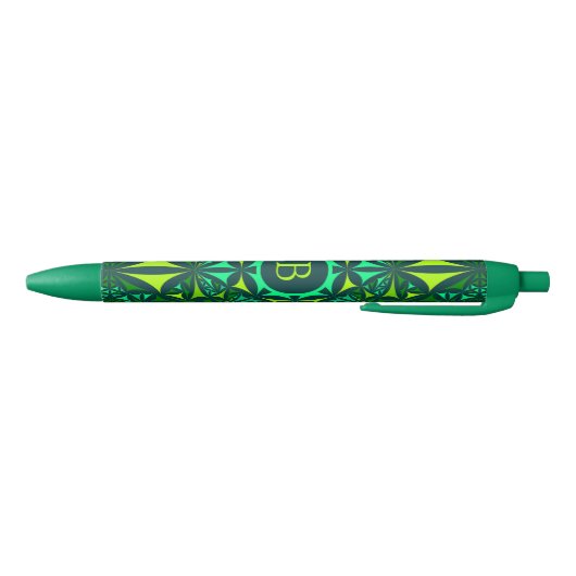 Emerald Green Ornate Kaleidoscope Monogram Zwarte Inkt Pen (Bodem)