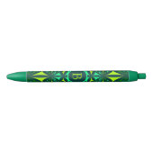 Emerald Green Ornate Kaleidoscope Monogram Zwarte Inkt Pen (Voorkant)
