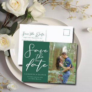 Emerald Green Paar Fotobos Bewaar de foto Aankondigingskaart