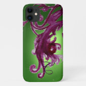 EMERALD GREEN PAARSE BERRIES EN SWIRLS MONOGRAM Case-Mate iPhone CASE (Achterkant)