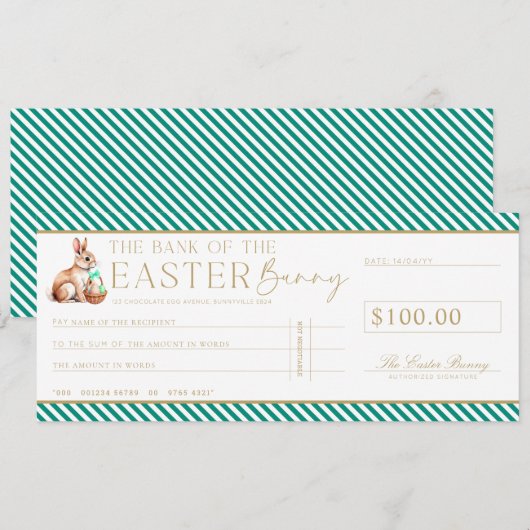 Emerald Green Paascheque Cadeaubon Kaart (Voorkant / Achterkant)