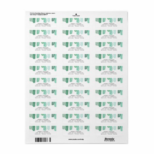 Emerald Green Painted Jewels Return Address Labels (Full Sheet)
