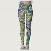Emerald Green Paisley Leggings (Voorkant)