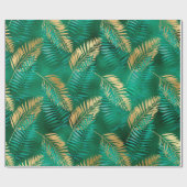 Emerald Green Palm Leaf Bright Golden Oerwoud Cadeaupapier (Vlak)