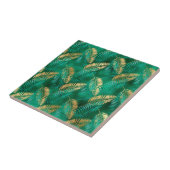 Emerald Green Palm Leaf Bright Golden Oerwoud Tegeltje (Zijkant)