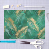 Emerald Green Palm Leaf Bright Golden Oerwoud Tissuepapier (Craft)