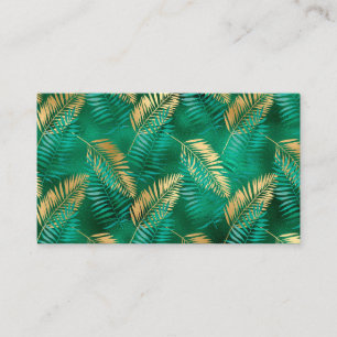 Emerald Green Palm Leaf Bright Golden Oerwoud Visitekaartje