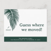 Emerald Green Palm Leaf Fun Florida Nieuw adres Aankondigingskaart (Voorkant)
