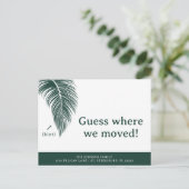 Emerald Green Palm Leaf Fun Florida Nieuw adres Aankondigingskaart (Staand voorkant)