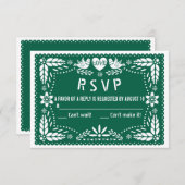 Emerald green papel picado houdt van bruiloft RSVP kaartje (Voorkant / Achterkant)