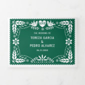 Emerald Green papel picado houdt van het huwelijk Drieluik Uitnodiging (Cover)