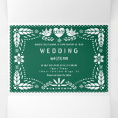 Emerald Green papel picado houdt van het huwelijk Drieluik Uitnodiging (Binnenkant midden)