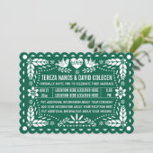 Emerald green papel picado houdt van het huwelijk  kaart (Staand voorkant)