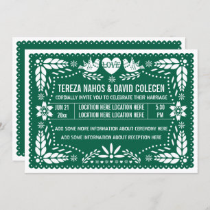 Emerald green papel picado houdt van het huwelijk  kaart