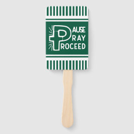 emerald green Pause Pray Proceed Christelijk Handwaaier