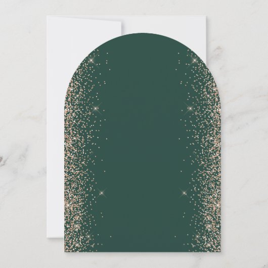 Emerald Green Peach Glitter Arch Wedding Kaart (Achterkant)