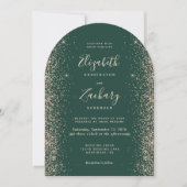 Emerald Green Peach Glitter Arch Wedding Kaart (Voorkant)