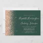 Emerald Green Peach Glitter Wedding Kaart (Voorkant)