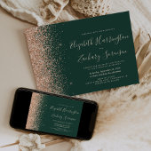 Emerald Green Peach Glitter Wedding Kaart