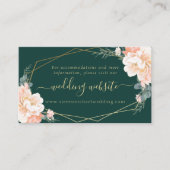 Emerald Green Peach Goud Bloemen Bruiloft Website Informatiekaartje (Voorkant)