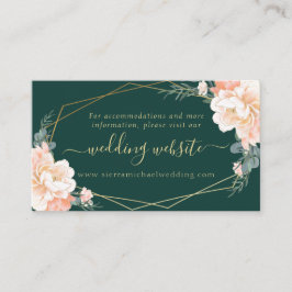 Emerald Green Peach Goud Bloemen Bruiloft Website Informatiekaartje