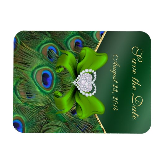 Emerald Green Peacock Bewaar de datum Magneet (Horizontaal)