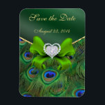 Emerald Green Peacock Bewaar de datum Magneet<br><div class="desc"></div>