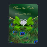 Emerald Green Peacock Bewaar de datum Magneet<br><div class="desc"></div>