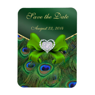 Emerald Green Peacock Bewaar de datum Magneet