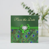 Emerald Green Peacock Bewaar de datum Save The Date (Staand voorkant)