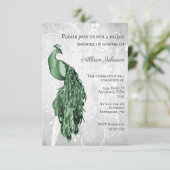 Emerald Green Peacock Bridal Shower Kaart (Staand voorkant)