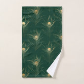 EMERALD GREEN PEACOCK FEATHER BATHROOM TOWEL SET BAD HANDDOEK (Handdoek)