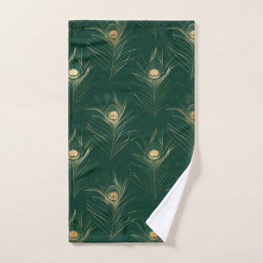 EMERALD GREEN PEACOCK FEATHER BATHROOM TOWEL SET BAD HANDDOEK (Handdoek)