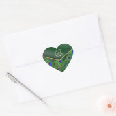 Emerald Green Peacock Monogram Envelope Seal Hart Sticker (Envelop)