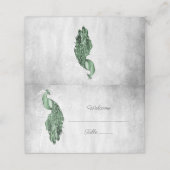 Emerald Green Peacock-opvangkaart Plaatskaartje (Buitenkant ongevouwen)