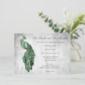 Emerald Green Peacock Rehearsal Dinner Invitation Kaart (Staand voorkant)