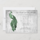 Emerald Green Peacock Rehearsal Dinner Invitation Kaart (Voorkant)