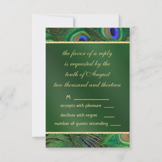 Emerald Green Peacock RSVP (Achterkant)