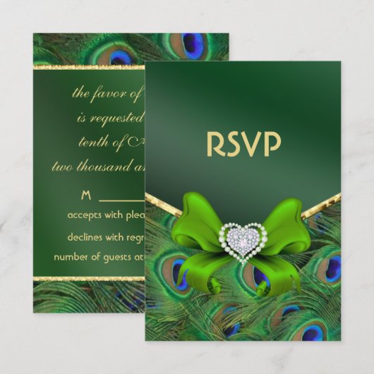 Emerald Green Peacock RSVP (Voorkant / Achterkant)