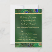 Emerald Green Peacock RSVP Kaartje (Achterkant)