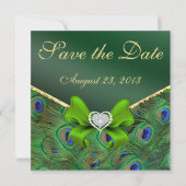 Emerald green Peacock Save the Date (Voorkant)