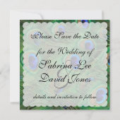 Emerald green Peacock Save the Date (Achterkant)