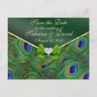 Emerald Green Peacock Save the Date Briefkaart
