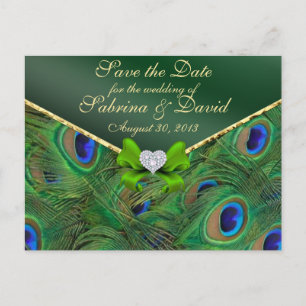 Emerald Green Peacock Save the Date Briefkaart