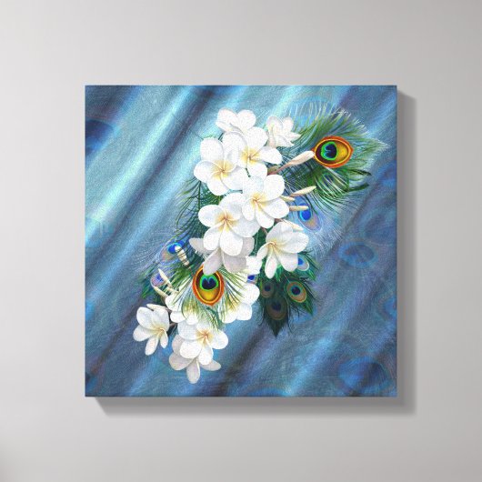 Emerald Green Peacock Silk Bouquets Canvas Afdruk (Voorkant)