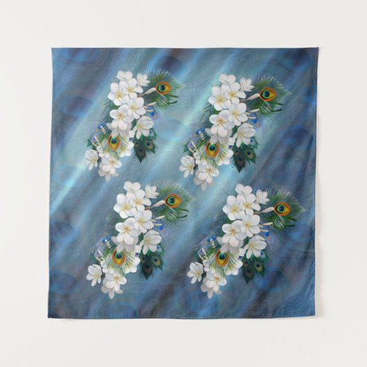 Emerald Green Peacock Silk bouquets Wandkleed (Voorkant)