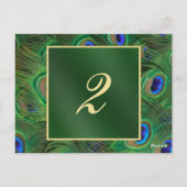 Emerald Green Peacock Table Number Kaart (Achterkant)