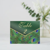 Emerald Green Peacock Table Number Kaart (Staand voorkant)